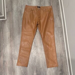 Tan Slim Leather Trousers